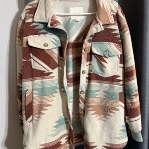 NWOT | M | Southwestern Button-Up Fleece Jacket